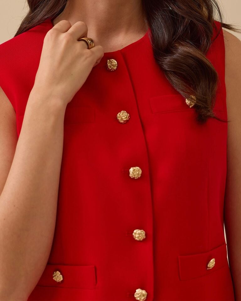 10001 ÖNDEN DÜĞMELİ SIFIR YAKA ÖNDEN CEPLİ YARIM KOLLU YELEK #03-25#