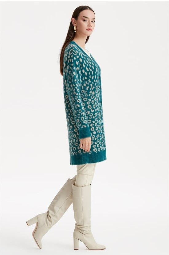 21264 LEOPAR DESENLİ MİNK TRİKO HIRKA