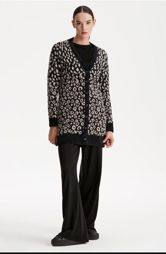 21264 LEOPAR DESENLİ MİNK TRİKO HIRKA