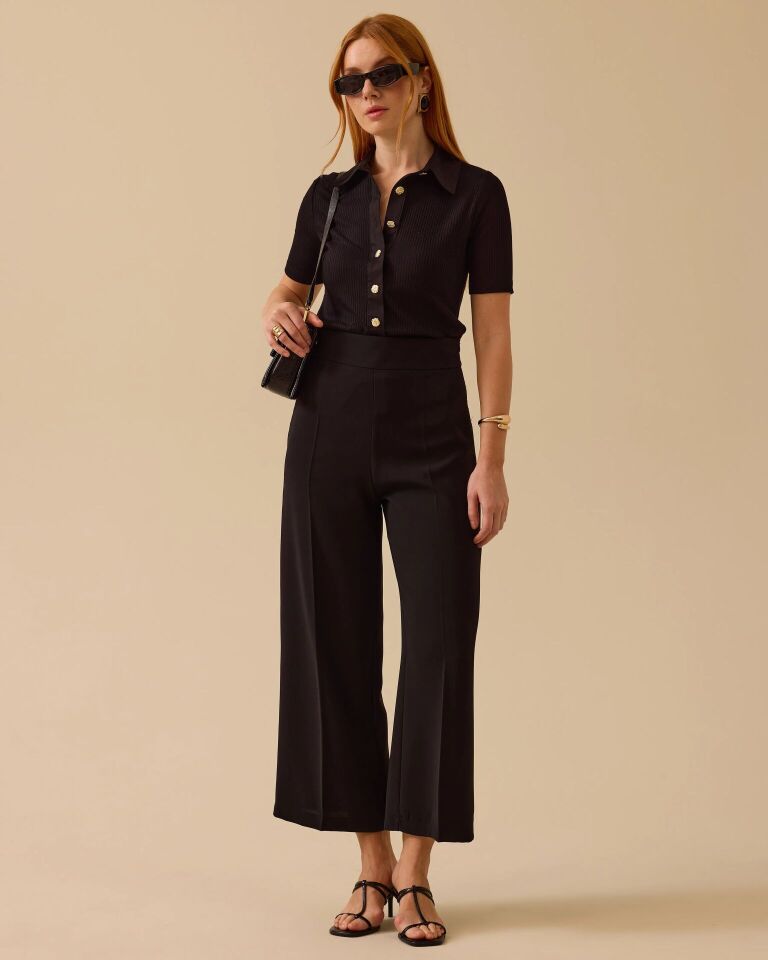 1035 YANDAN FERMUARLI BOL PAÇA KUMAŞ PANTOLON #03-25#