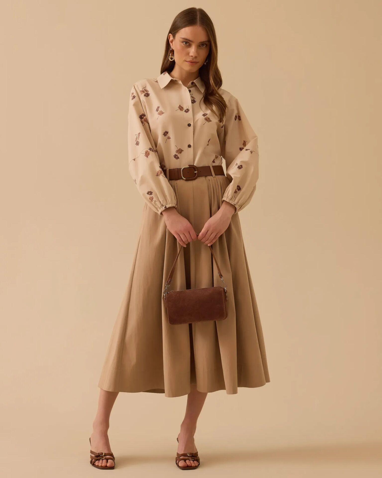 1015 KEMERLİ PİLE DETAYLI ETEK #26# 36 - CAMEL