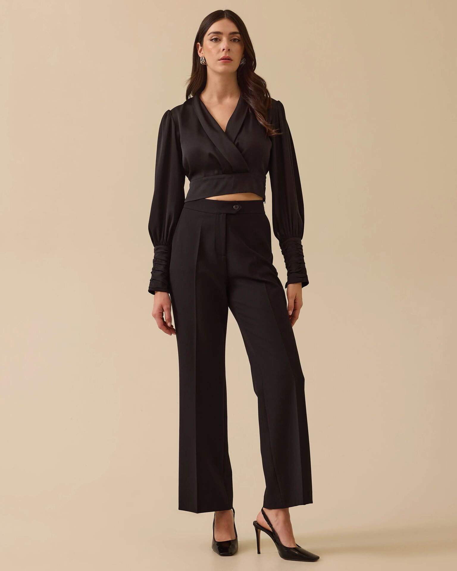 10008 ÖNDEN ÇİFT DÜĞMELİ YANLARI CEPLİ BOL PAÇA PANTOLON #03-25#