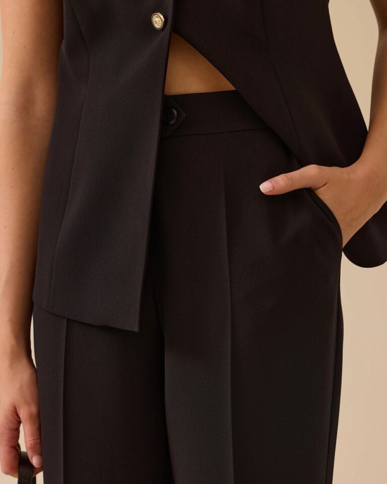 10008 ÖNDEN ÇİFT DÜĞMELİ YANLARI CEPLİ BOL PAÇA PANTOLON #03-25#