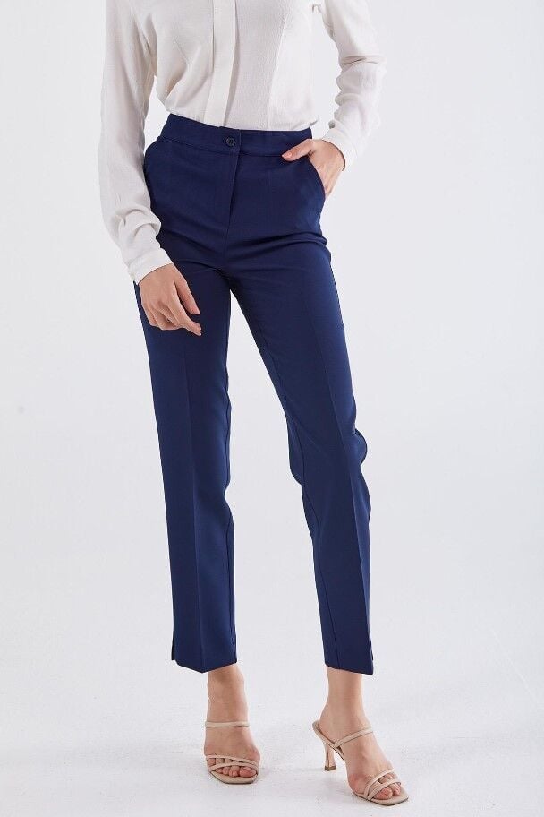 59055 ÖNÜ CEPLİ YIRTMAÇLI DAR PAÇA KLASİK PANTLON QYS PANTOLON 59055 #23-06#