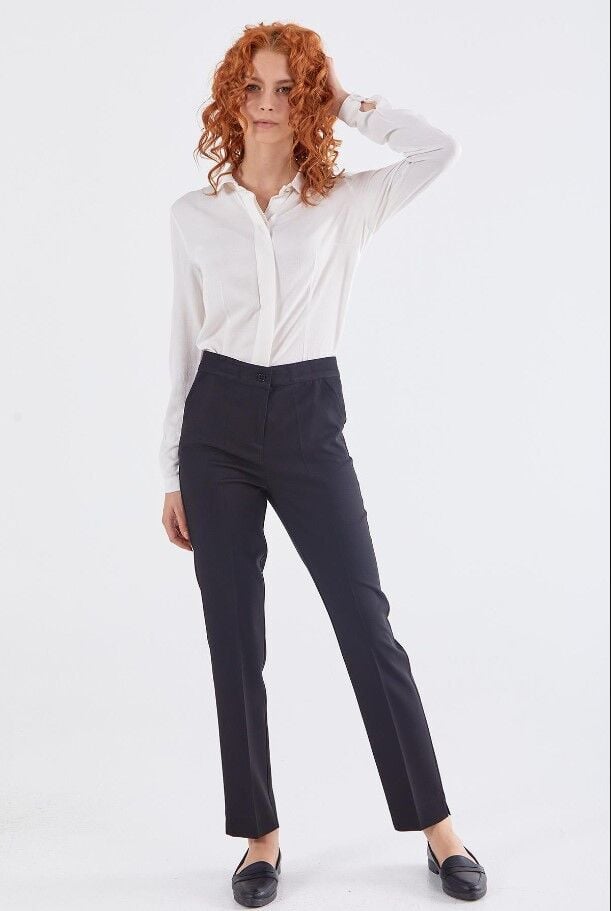 59055 ÖNÜ CEPLİ YIRTMAÇLI DAR PAÇA KLASİK PANTLON QYS PANTOLON 59055 #23-06#