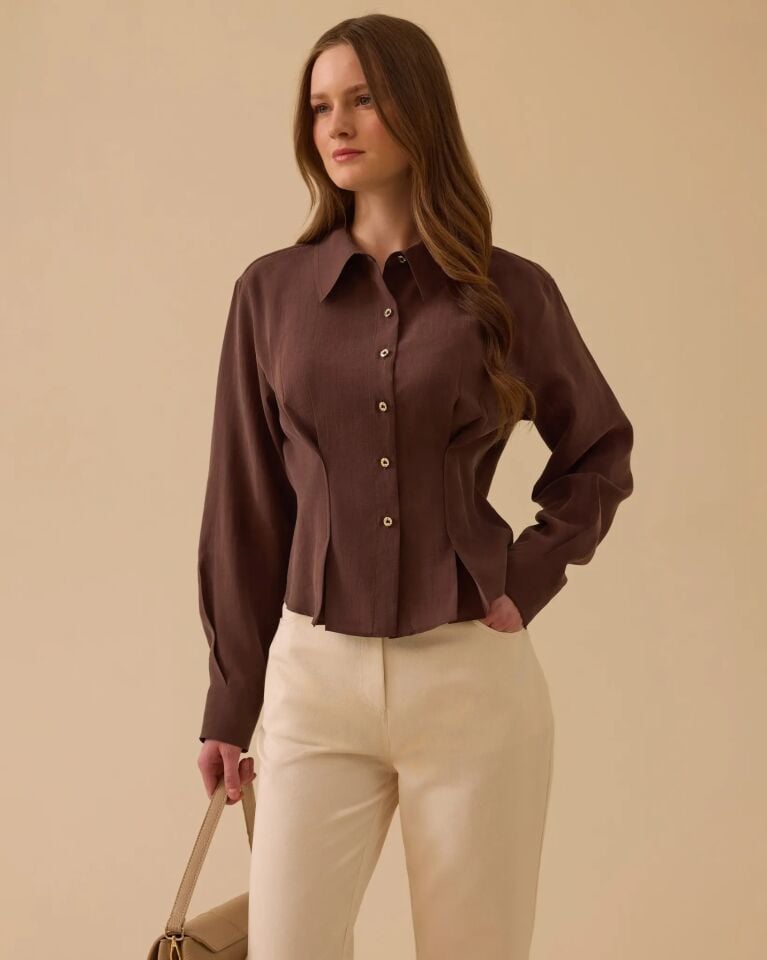 10013 PİLE DETAYLI BEL BOY GÖMLEK #26#