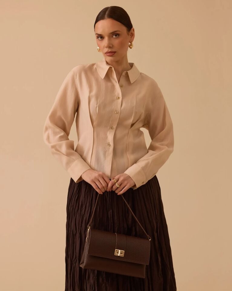 10013 PİLE DETAYLI BEL BOY GÖMLEK #26#