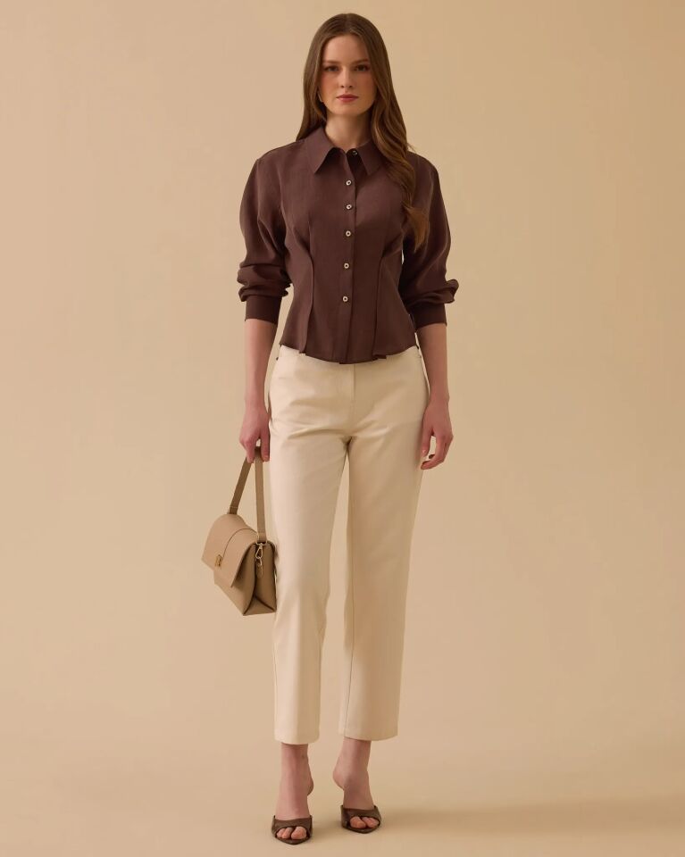 10013 PİLE DETAYLI BEL BOY GÖMLEK #26#