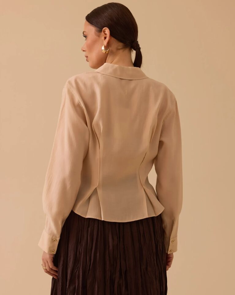 10013 PİLE DETAYLI BEL BOY GÖMLEK #26#