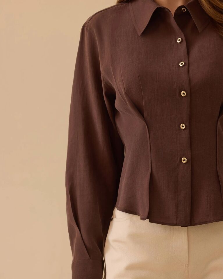 10013 PİLE DETAYLI BEL BOY GÖMLEK #26#