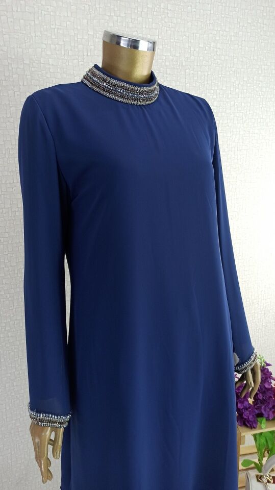 2800 YAKASI VE KOL UCU TAŞ DETAYLI PANTOLON BELİ LASTİKLİ ŞİFON TAKIM 2800#23-08#