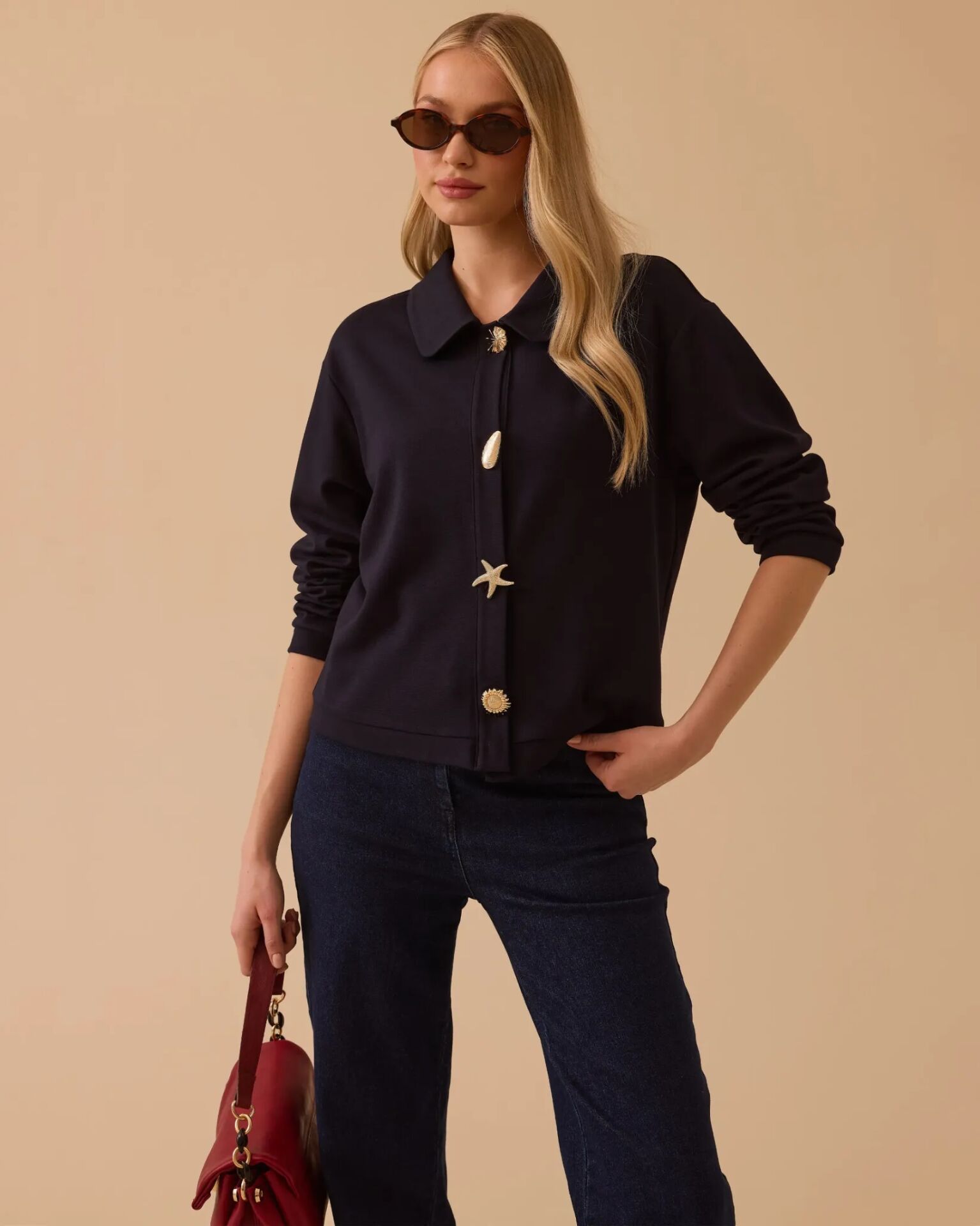 1016 BEBE YAKA DÜĞMELİ ÖRME CEKET #26#