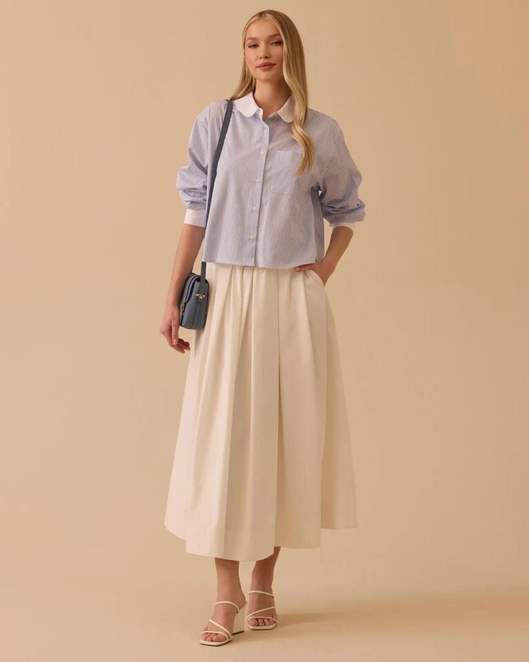 10010 ÇİZGİLİ BEL BOY GÖMLEK #26#