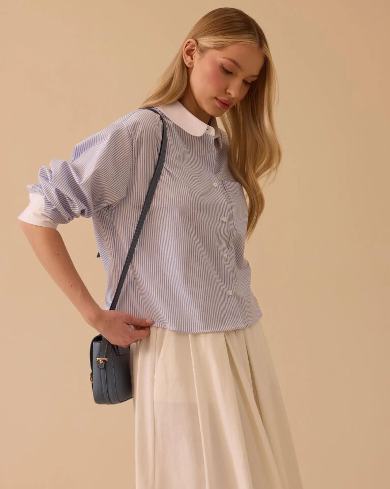 10010 ÇİZGİLİ BEL BOY GÖMLEK #26#