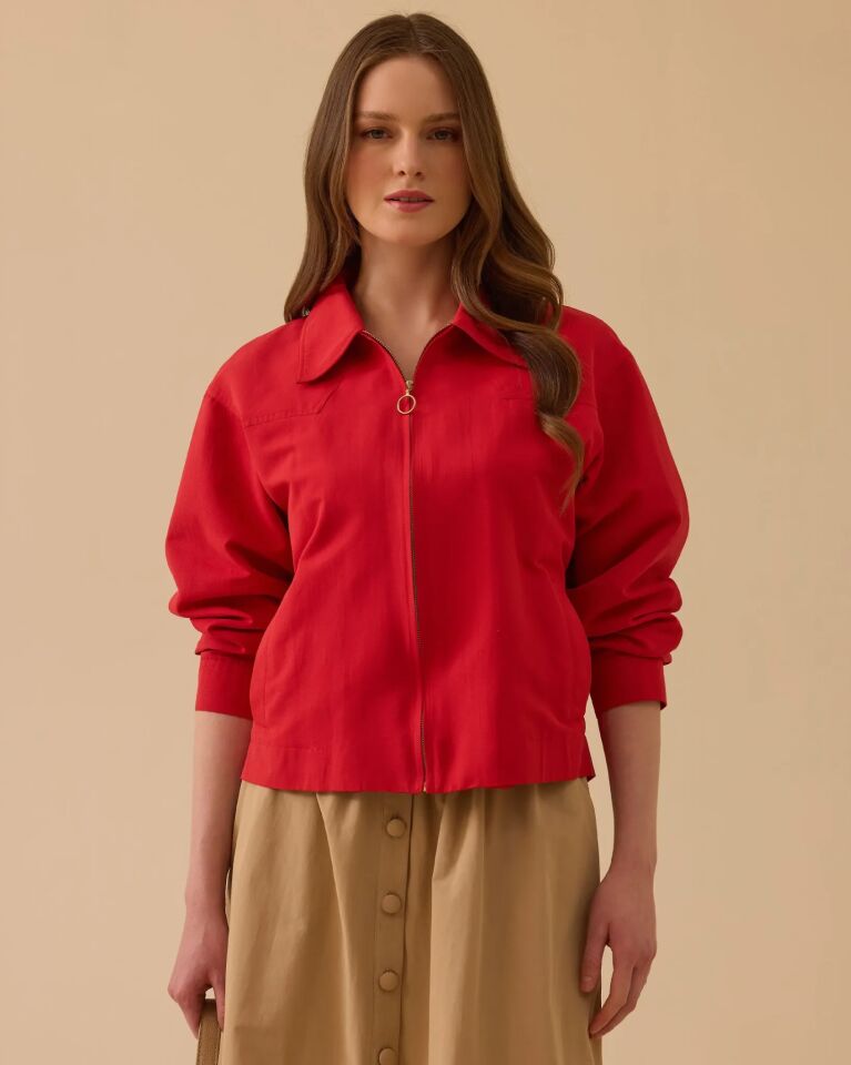 10003 GÖMLEK YAKA FERMUARLI CEKET #26#