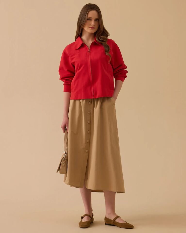 10003 GÖMLEK YAKA FERMUARLI CEKET #26#