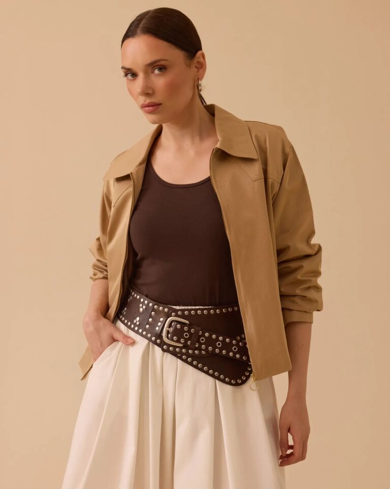 10003 GÖMLEK YAKA FERMUARLI CEKET #26#