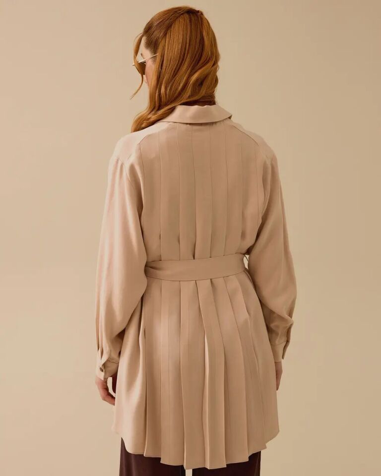 1023 ÖNDEN DÜĞMELİ GÖĞSÜ NAKIŞ DETAYLI PAMUKLU GÜNLÜK GÖMLEK 10002421211023 #06-25#