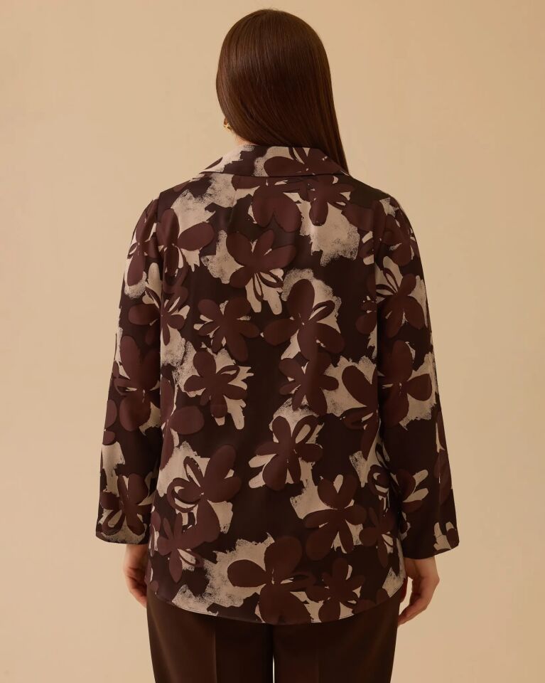 4014 BÜYÜK BEDEN DESENLİ BAĞLAMALI  GÖMLEK  #26#