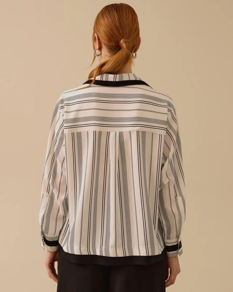 1005 ÖNDEN DÜĞMELİ KOL UCU MANŞETLİ GÜNLÜK GÖMLEK 10002421511005 #06-25#