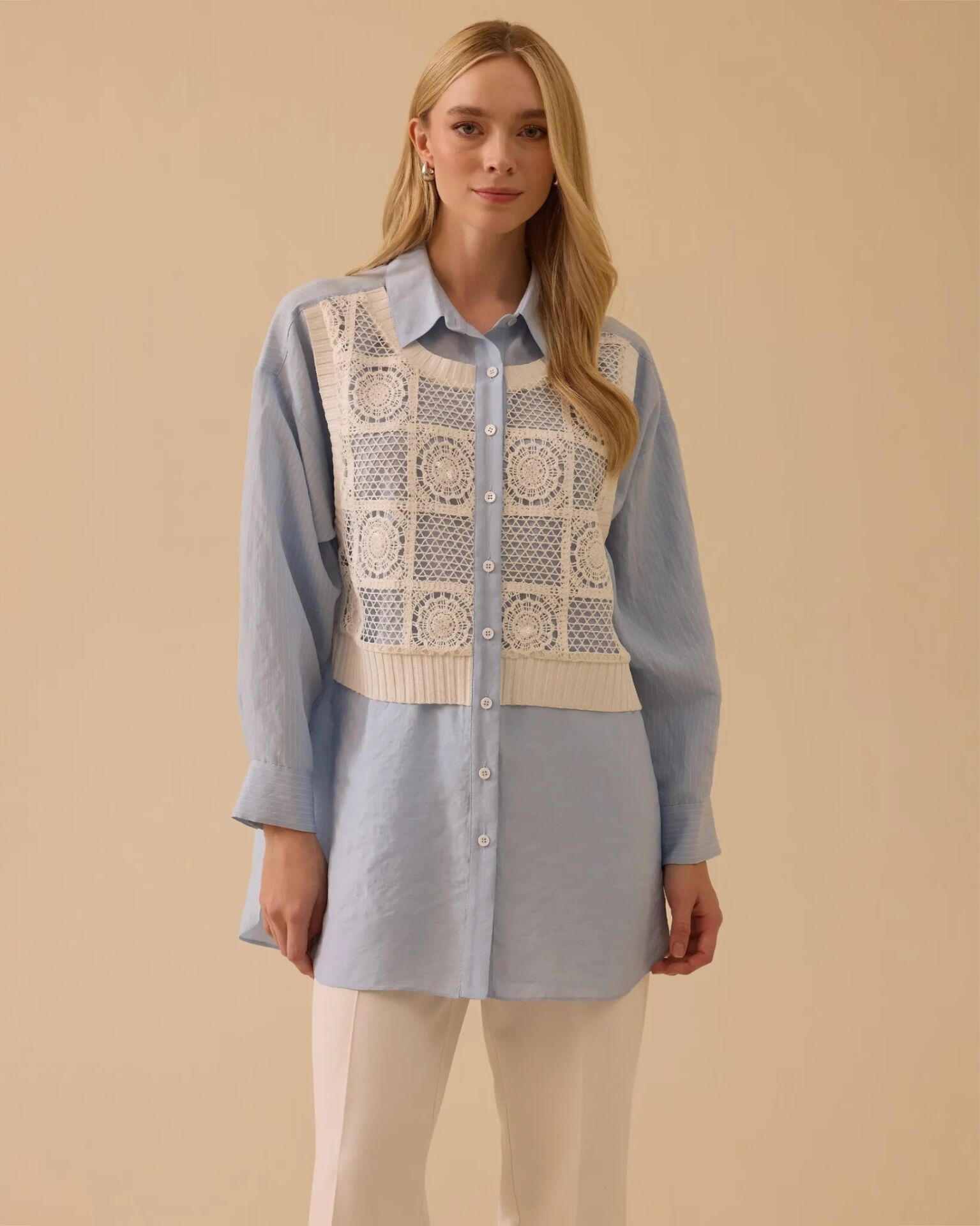 1010 KATMANLI DANTEL DETAYLI TUNİK #26#