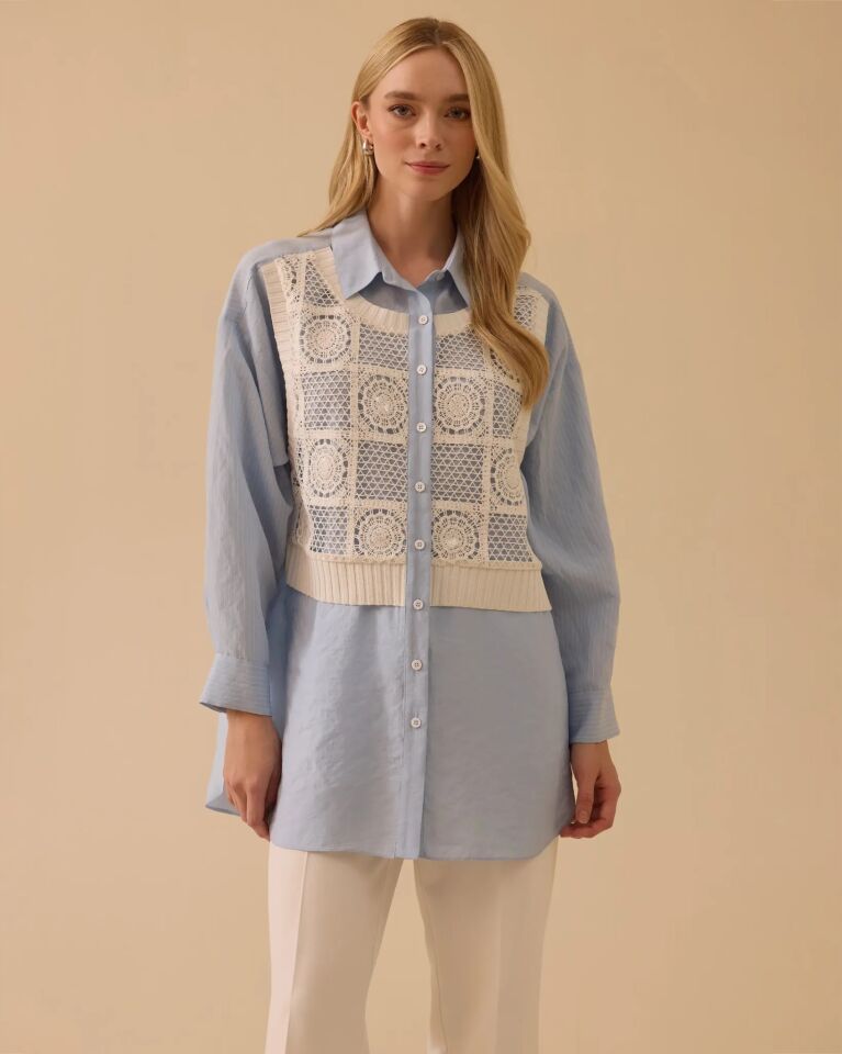 1010 KATMANLI DANTEL DETAYLI TUNİK #26#