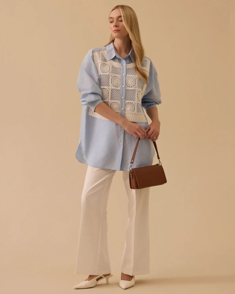 1010 KATMANLI DANTEL DETAYLI TUNİK #26#