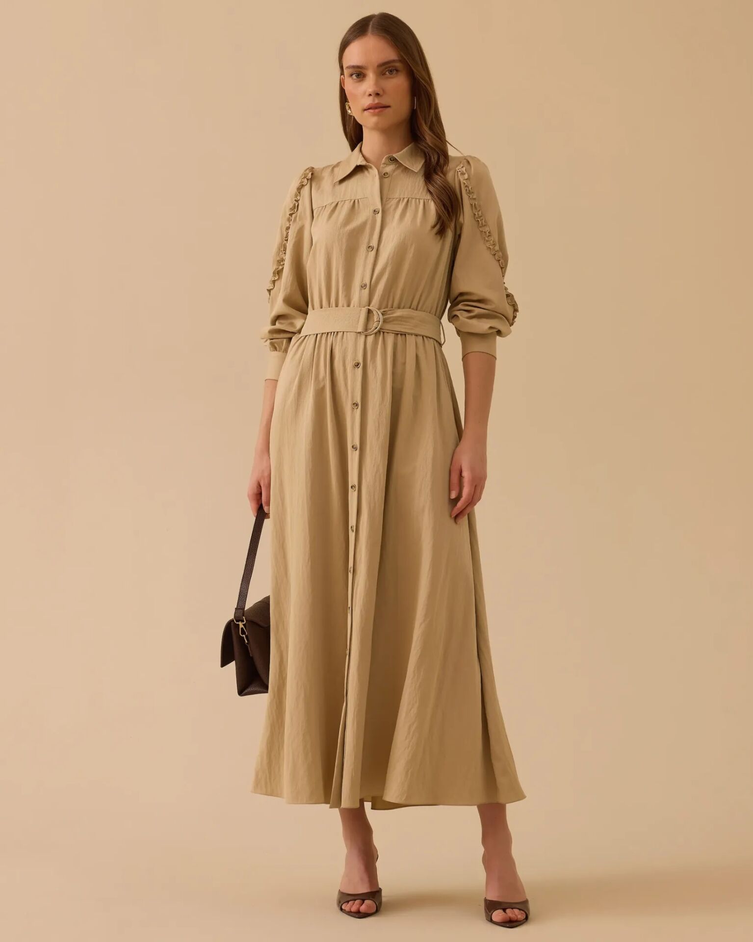 1030 FIRFIR DETAYLI KEMERLİ ELBİSE #26#