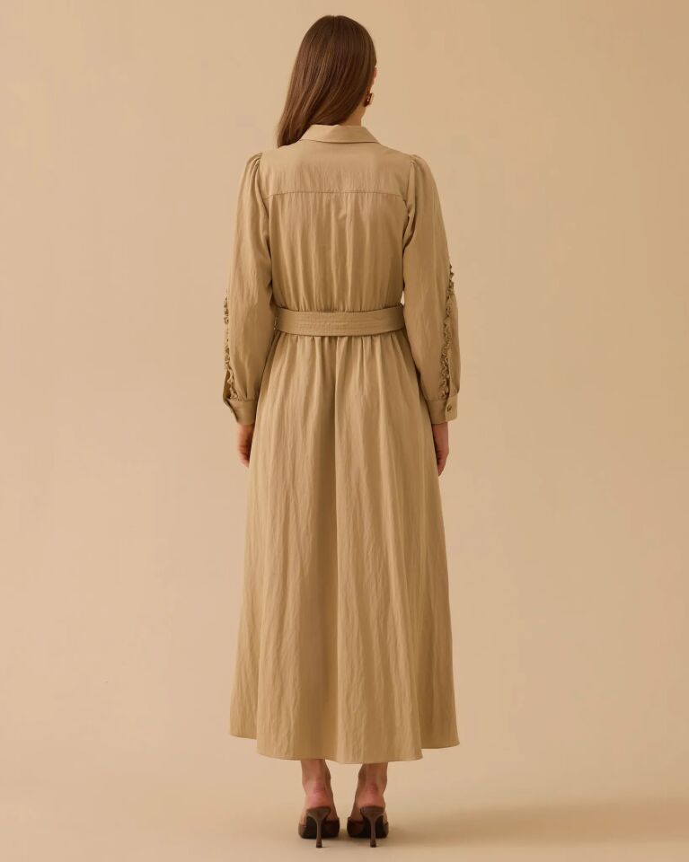 1030 FIRFIR DETAYLI KEMERLİ ELBİSE #26#