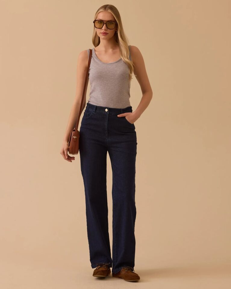 10004 YÜKSEK BEL DÜZ KESİM JEAN PANTALON #26#