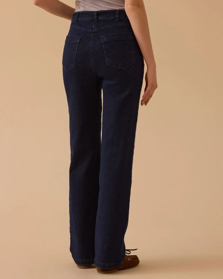 10004 YÜKSEK BEL DÜZ KESİM JEAN PANTALON #26#