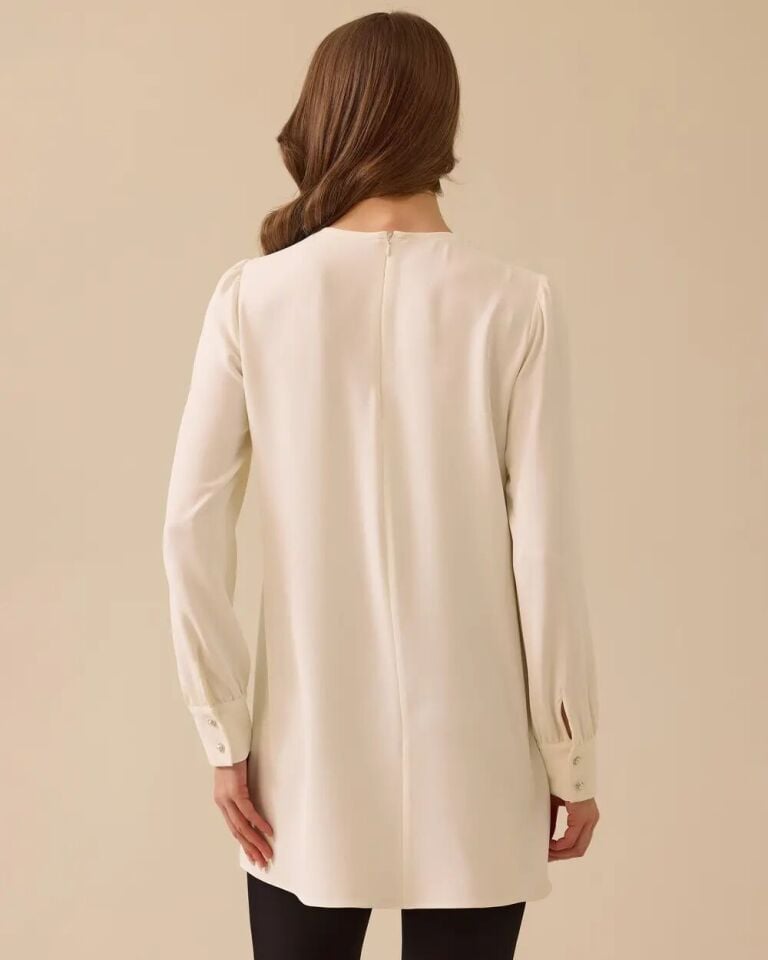 1036 YAKASI FİYONKLU GÖĞSÜ KATKAT DETAYLI SIRTI FERMUARLI ŞIK GÖMLEK 10002511211036 #06-25#