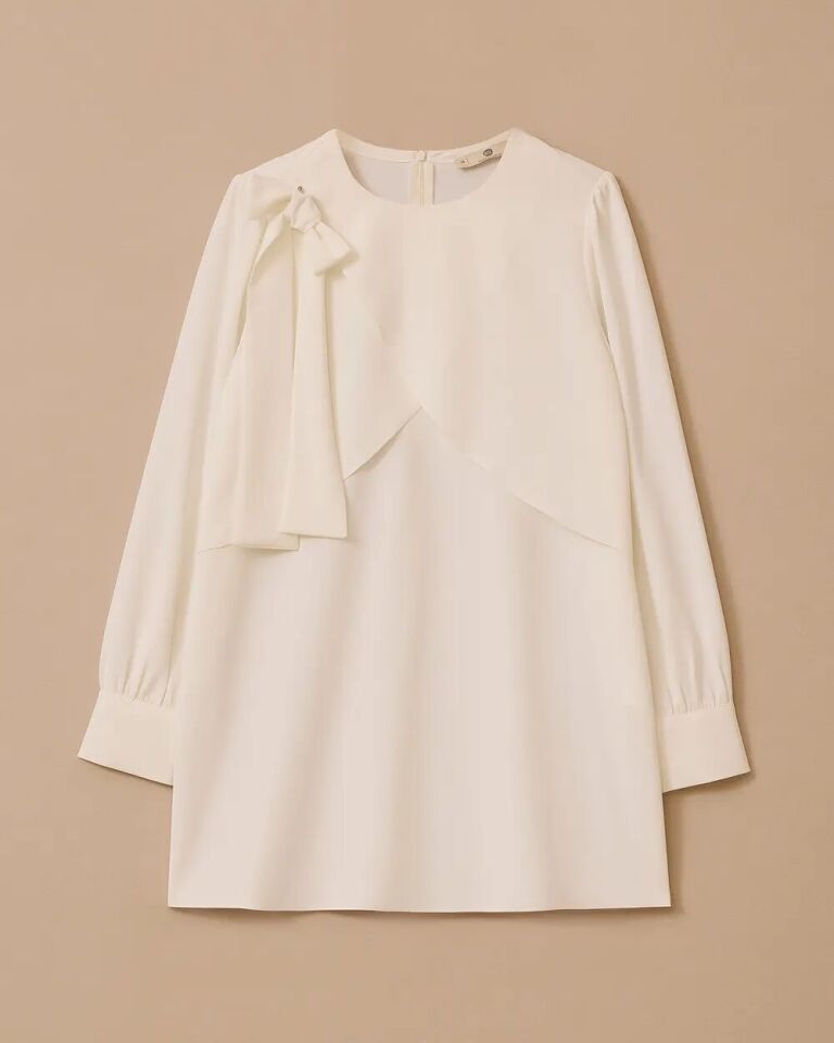 1036 YAKASI FİYONKLU GÖĞSÜ KATKAT DETAYLI SIRTI FERMUARLI ŞIK GÖMLEK 10002511211036 #06-25#