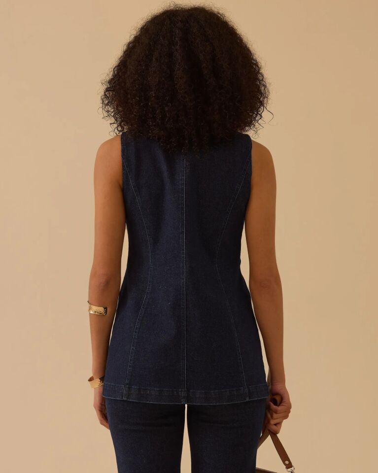 10003 YUVARLAK YAKA DÜĞMELİ JEAN YELEK #26#