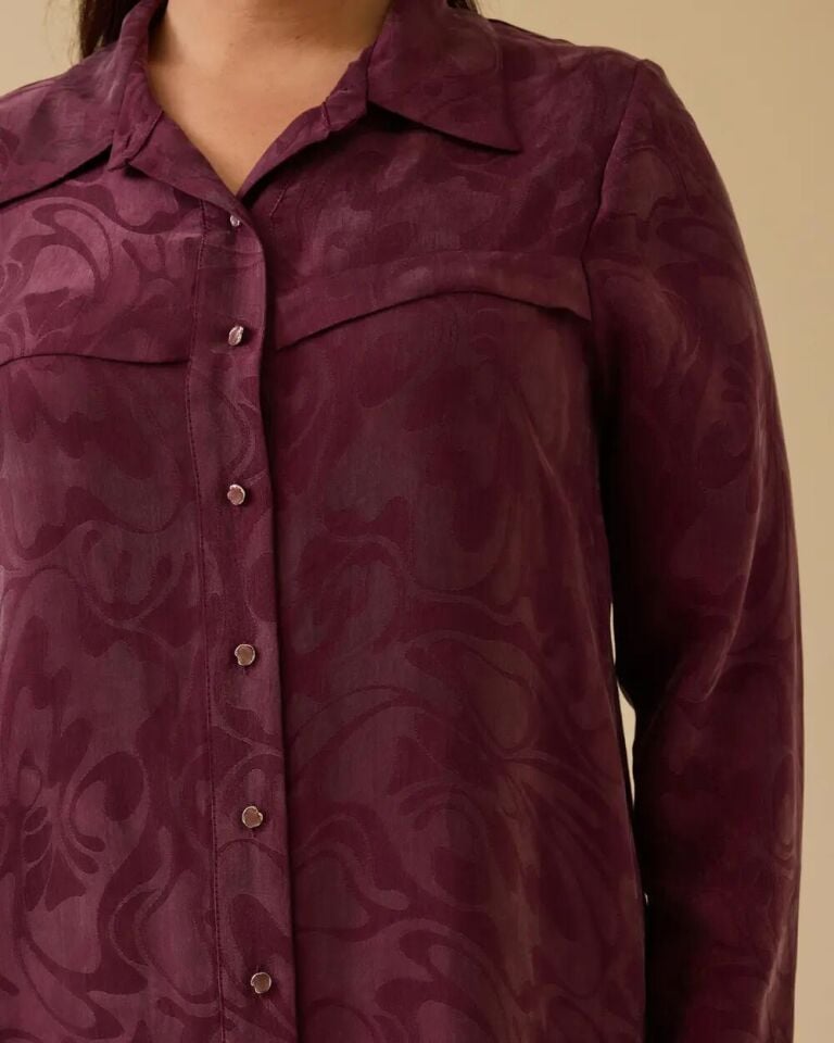 4022 ÖNDEN DÜĞMELİ JAKAR BASKILI YANLARI DÜĞMELİ SPOR ŞIK GÖMLEK TUNİK 10002511214022 #06-25#