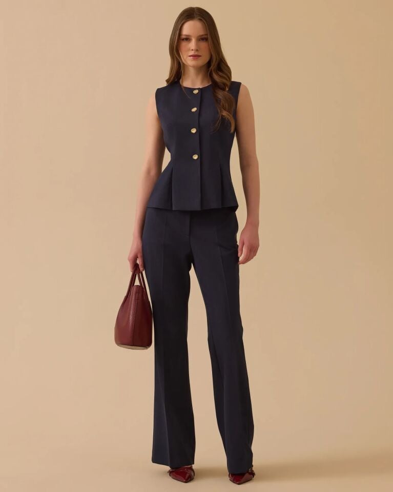 10001 PİLE DETAYLI DÜĞMELİ YELEK #26#