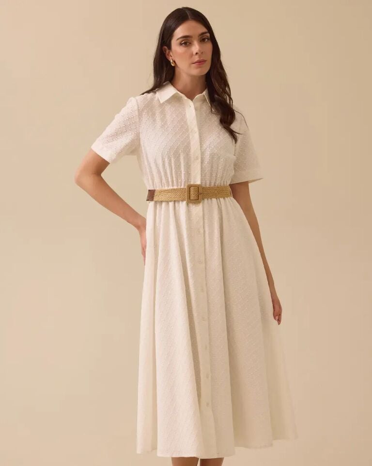 10026 ÖNDEN DÜĞMELİ BELİ LASTİKLİ GÜPÜRLÜ YARIM KOL ELBİSE 10002511310026 #06-25#