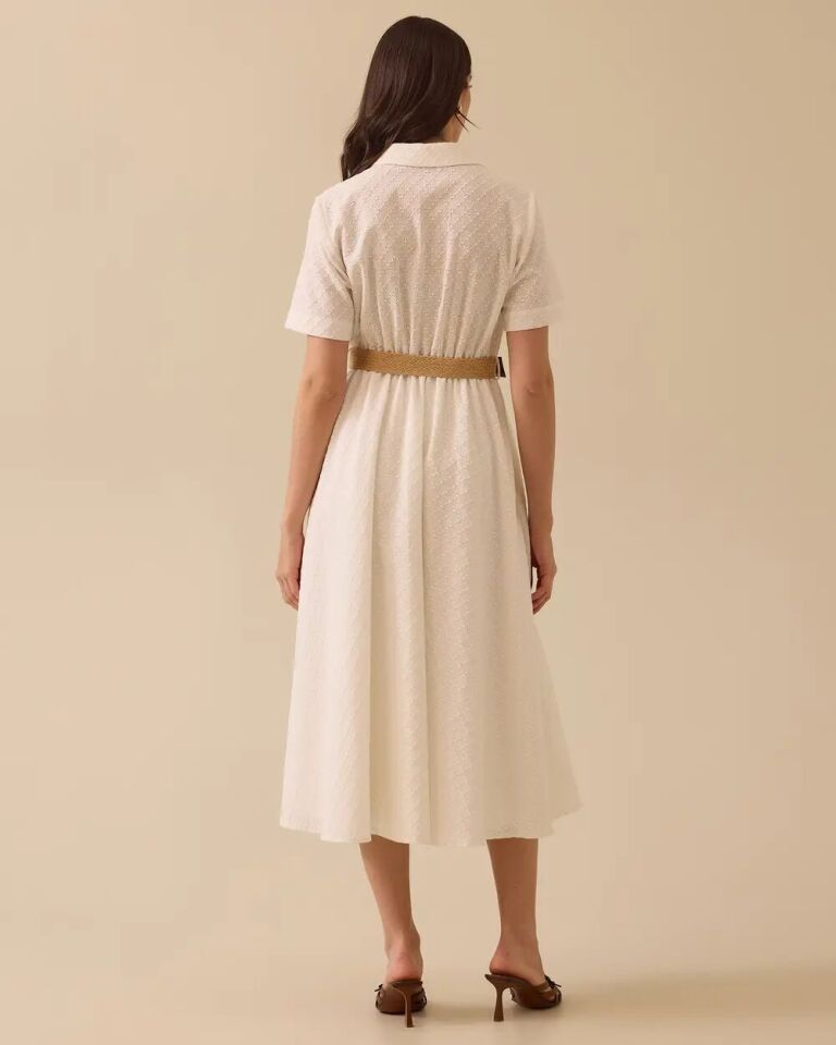 10026 ÖNDEN DÜĞMELİ BELİ LASTİKLİ GÜPÜRLÜ YARIM KOL ELBİSE 10002511310026 #06-25#