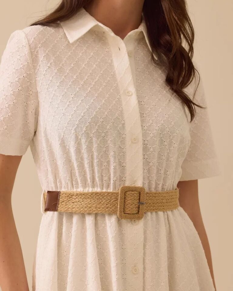 10026 ÖNDEN DÜĞMELİ BELİ LASTİKLİ GÜPÜRLÜ YARIM KOL ELBİSE 10002511310026 #06-25#