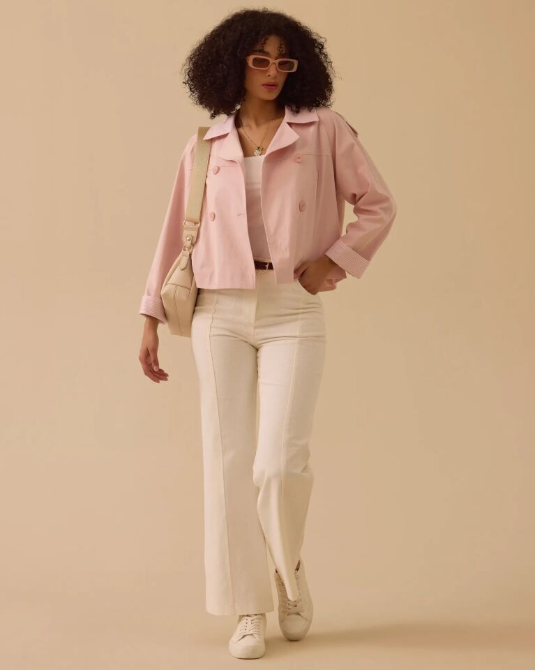 10004 OVERSİZE ÇİFT DÜĞMELİ KISA TRENÇKOT #26#