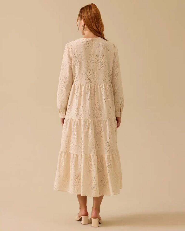 1027 GÜPÜRLÜ SIFIR YAKA İÇİ ASTARLI KETEN ELBİSE 10002511311027 #06-25#