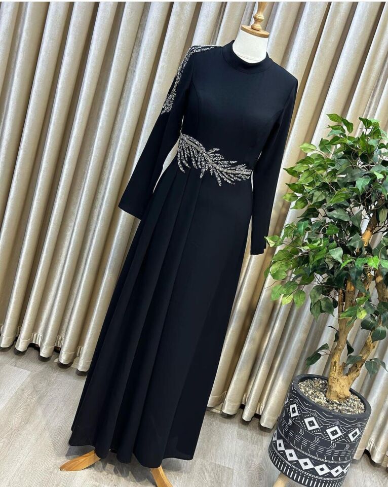 2106 SAĞ OMZU VE BELİ TAŞ DETAYLI ABİYE ELBSE QYS ABİYE ELBİSE 2106 $23-08$