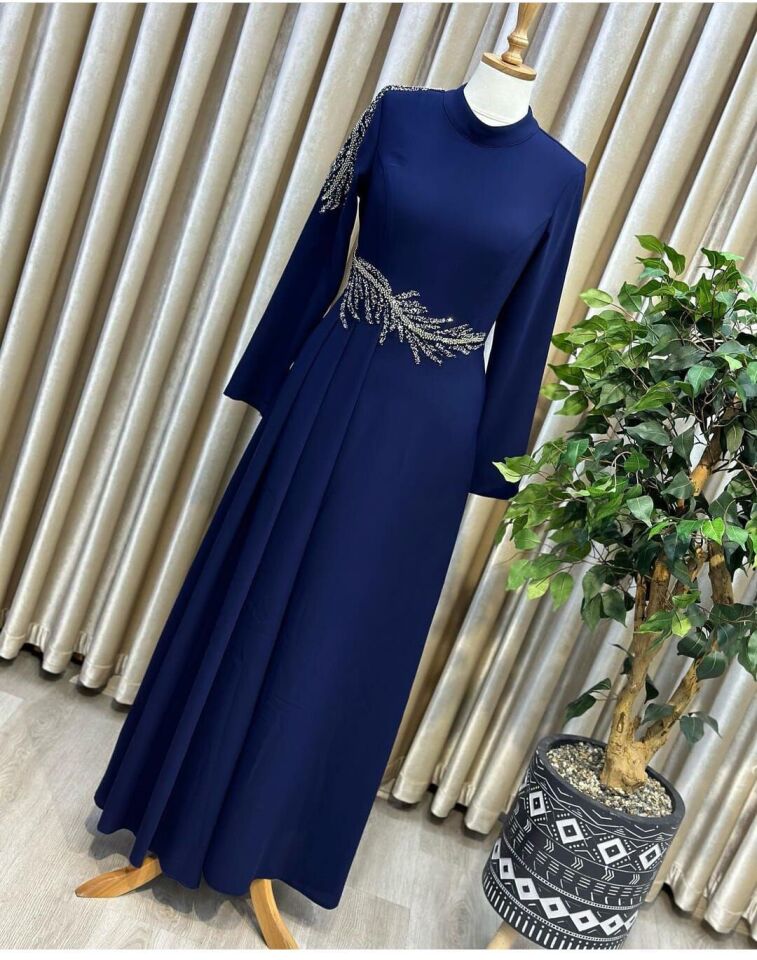 2106 SAĞ OMZU VE BELİ TAŞ DETAYLI ABİYE ELBSE QYS ABİYE ELBİSE 2106 $23-08$