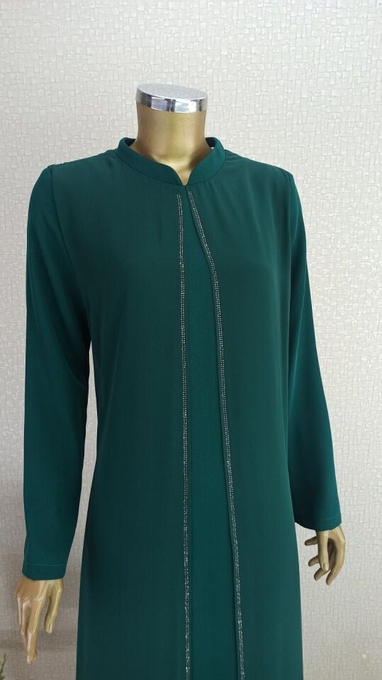 2137 İÇİ DÜZ DIŞI TAŞ İŞLEMELİ ABİYE ELBİSE QYS ABİYE ELBİSE 2137 #23-08#