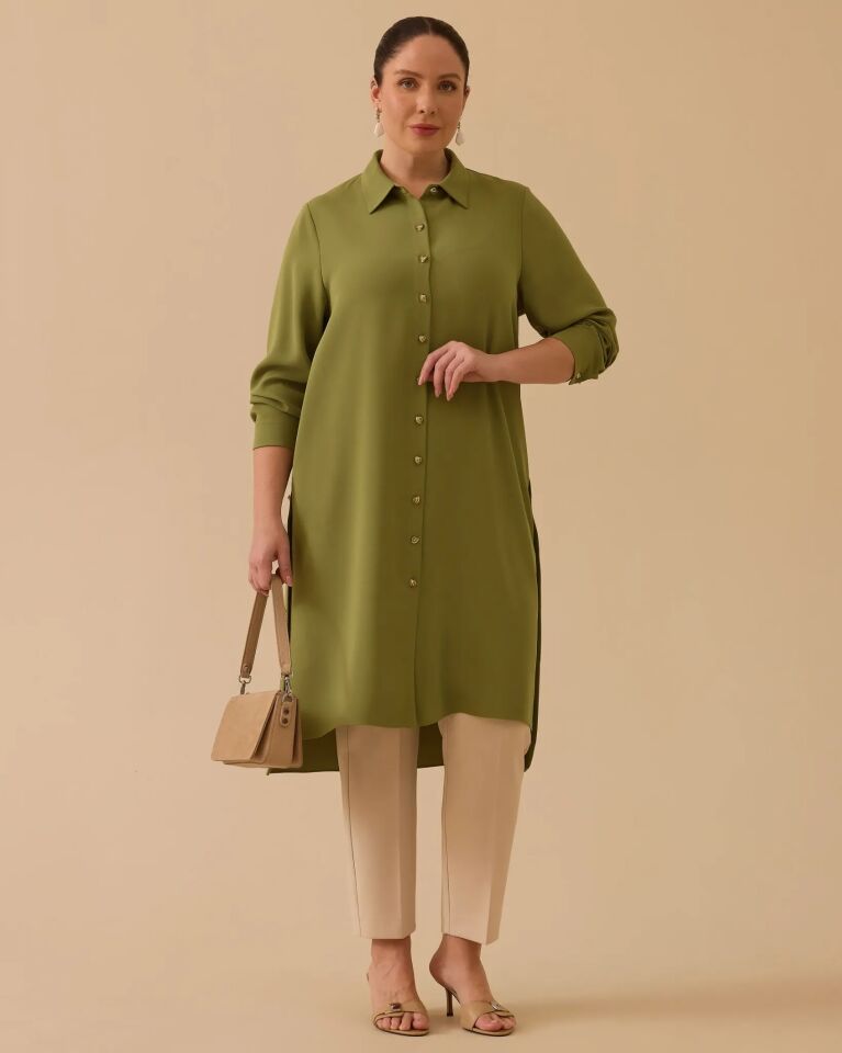 4019 BÜYÜK BEDEN DÜĞMELİ  TUNİK  #26#