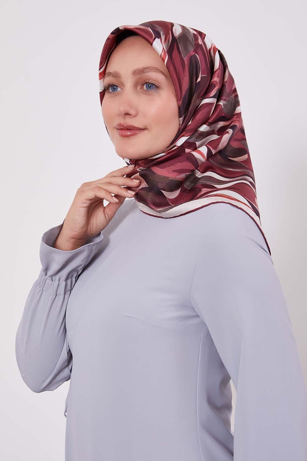 I-1099 LEVİDOR TWİLL İPEK EŞARP #07-25# STD - GÜL KURUSU