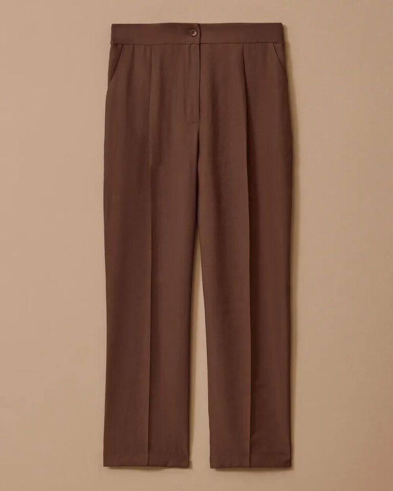 1006 ÖNDEN DÜĞMELİ CEPLİ KLASİK KETEN HAVUÇ PANTOLON 10002511011006 #06-25#