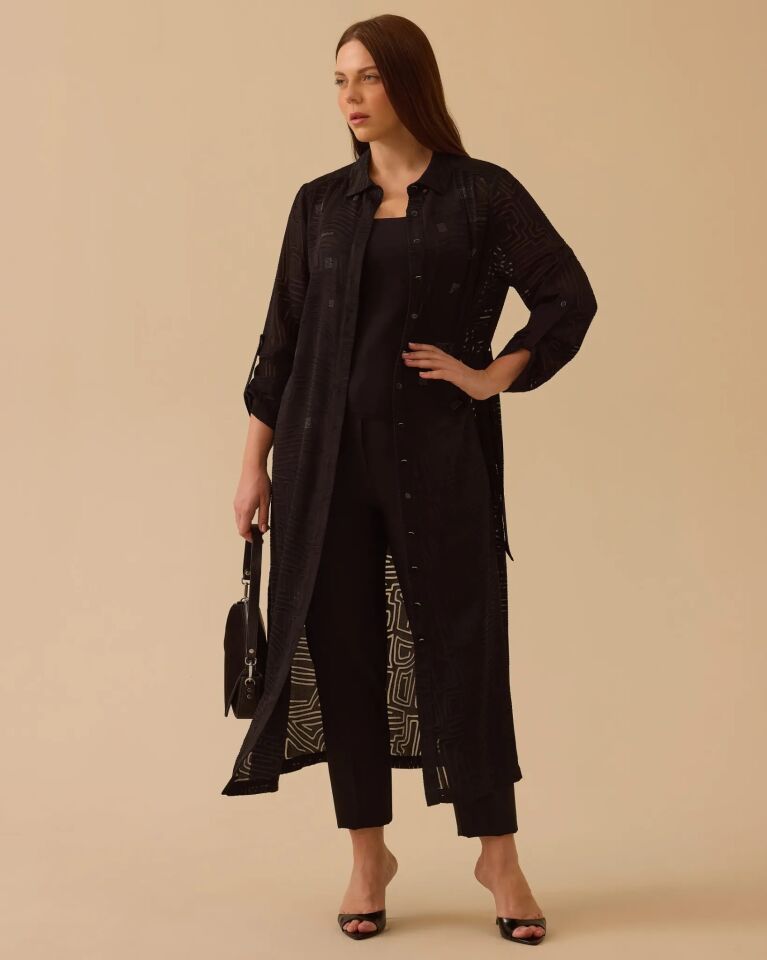 4002 BÜYÜK BEDEN TAŞ DETAYLI DESENLİ UZUN TUNİK #26#