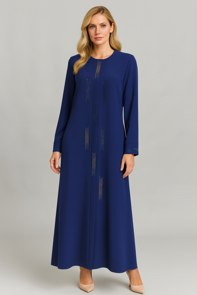 3006ÖNÜ VE KOL UÇLARI TAŞ İŞLEMELİ GİZLİ FERMUARLI FERACE QYS 3006 FERACE  #22-01#