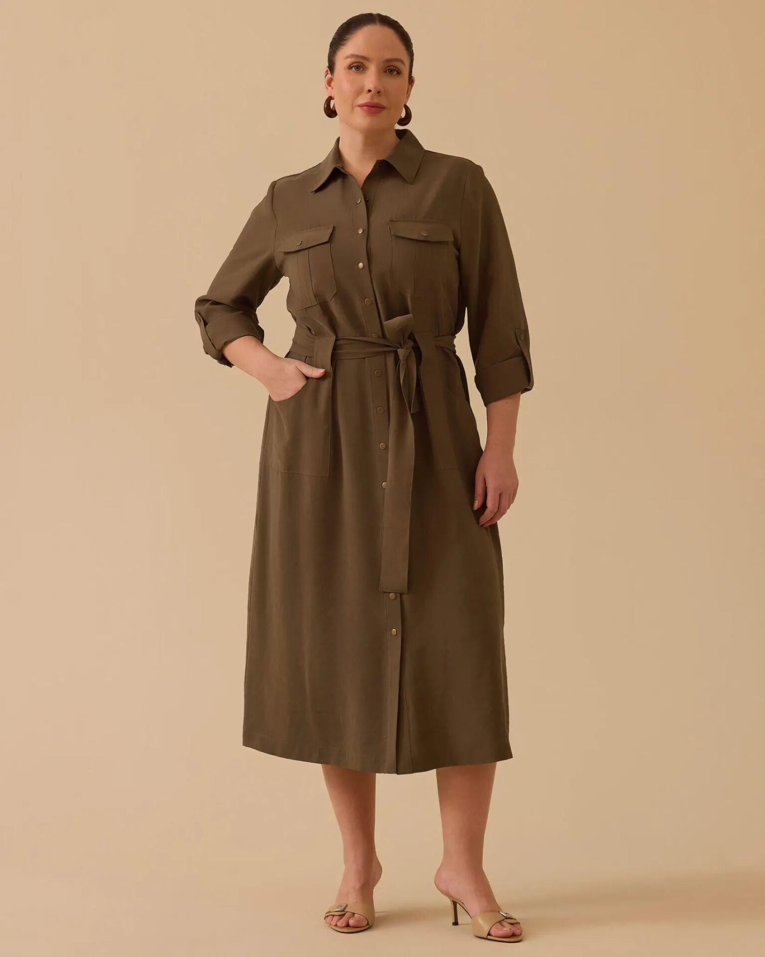 4005 BÜYÜK BEDEN BAĞLAMA DETAYLI CEPLİ ELBİSE #26#